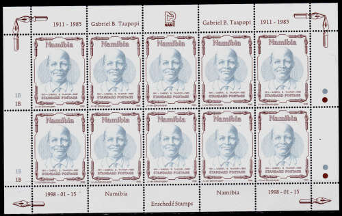 NAMIBIA 1998, 15 Jan. GABRIEL B TAAPOPI, single full sheet 1A, MNH, CV R 100.00 view scans