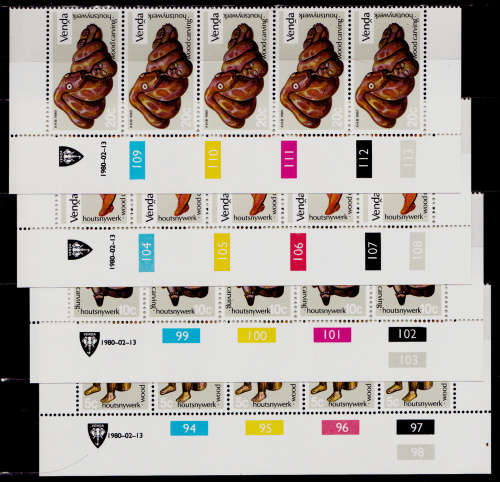 VENDA 1980, 13 Feb. WOOD CARVINGS, set controls, MNH, CV R 50.00 view scans