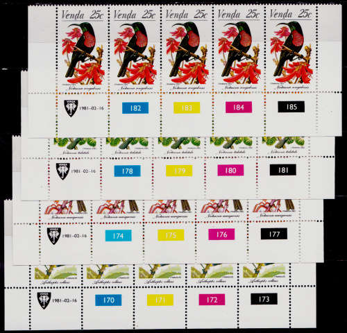 VENDA 1981, 16 Feb. SUNBIRDS, set controls, MNH, CV R 70.00 view scans