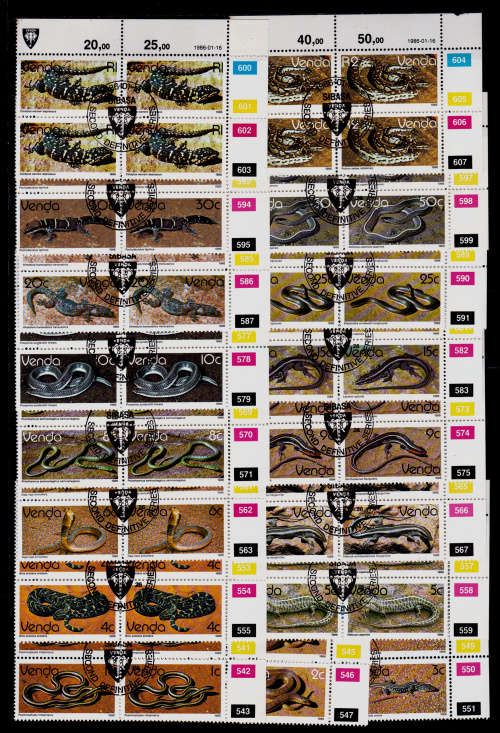 VENDA 1986, 6 Jan. REPTILES (2nd DEFINITIVE ISSUE), set controls, CTO, CV R ?? view scans