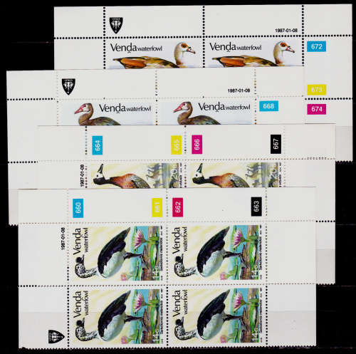 VENDA 1987, 8 Jan. WATERFOWL, set controls, MNH, CV R 260.00 view scans