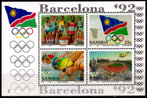 NAMIBIA 1992, 24 July. OLYMPIC GAMES BARCELONA, minisheet no 2, MNH, CV R 13.00, view scans