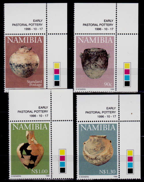 NAMIBIA 1996, 17 Oct, EARLY PASTURAL POTTERY, set, MNH, CV R 20.00 view scans