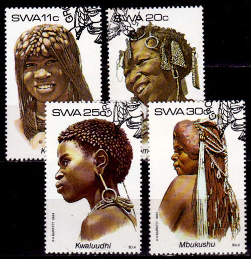 SWA 1984, 25 May. TRADITIONAL HEADDRESSES, set, CTO, CV R ?? view scans
