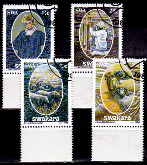 SWA 1986, 10 July. KARAKUL INDUSTRY, set, CTO, CV R ?? view scans