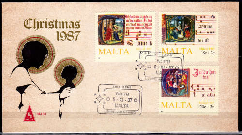 MALTA 1987, 31 Oct. CHRISTMAS STAMPS, FDC, UNH, CV+/-R ?? view scans