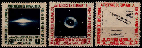 MEXICO 1942, 17 Feb. INAUG ASTRO-PHYSICAL OBSERVATORY, set MH, CV +/-R 880.00 view scans