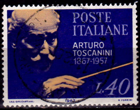 ITALY 1967, 25 March. 100th ANNIV BIRTH TOSCANINI, single, UH, CV +/-R 5.00 view scans