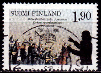 FINLAND 1990, 26 Jan. 200th ANNIV ORCHESTRA IN FINLAND, single, UH, CV +/-R 5.00 view scans