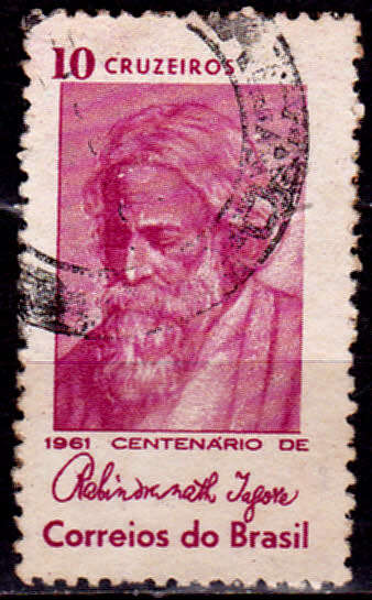 BRAZIL 1961, 28 July. 100th ANNIV BIRTH R TAGORE, single, UH, CV +/-R 5.00 view scans