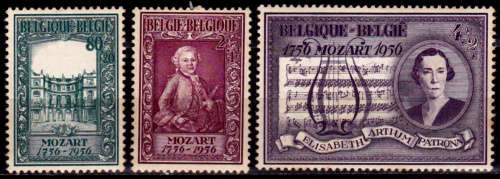 BELGIUM 1956, 19 March. 200th ANNIV BIRTH OF MOZART, set, MH, CV +/-R 200.00 view scans