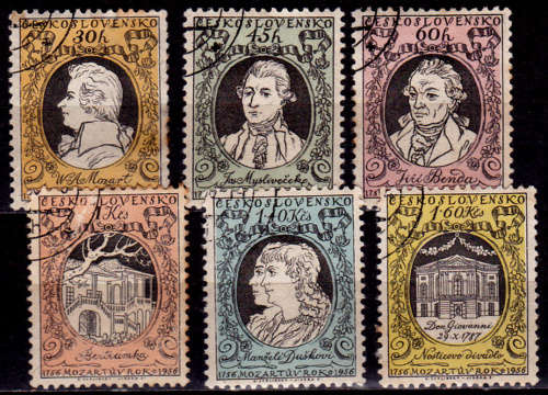 CZECHOSLOVAKIA 1956, 12 May. 200th ANNIV BIRTH MOZART, set, UH, CV+/-R 230.00 view scans
