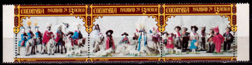 COLUMBIA 1979, 30 Nov. CHRISTMAS - AIRMAIL, strip of 3, MH, CV+/-R 80.00 view scans