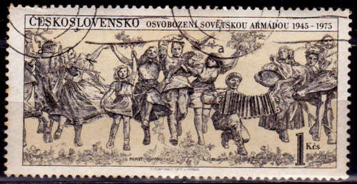 CZECHOSLOVAKIA 1975, 9 May. CZECHOSLOVAK ANNIVERSARIES, single, UH, CV +/-R 5.00 view scans