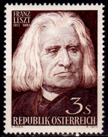 AUSTRIA 1961, 20 Oct. 150th ANNIV FRANZ LISZT, single, MH, CV +/-R 15.00 view scans