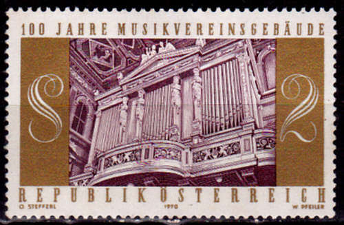 AUSTRIA 1970, 5 June. 100th ANNIV MUSIKVEREIN BLDG, single, MH, CV +/-R 5.00 view scans