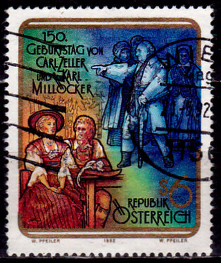 AUSTRIA 1992, 30 April. 50th ANNIV BIRTH OPERETTA COMPOSERS, single, UH, CV +/-R 15.00 view scans