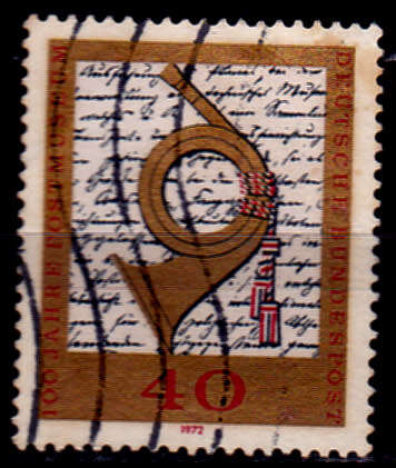GERMANY 1972, 18 Aug. 100th ANNIV POSTAL MUSEUM, single, UH, CV +/-R 5.00 view scans