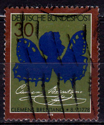 GERMANY 1978, 17 Aug. 200th ANNIV BIRTH CLEMENS BRENTANO, single, UH, CV +/-R 5.00 view scans