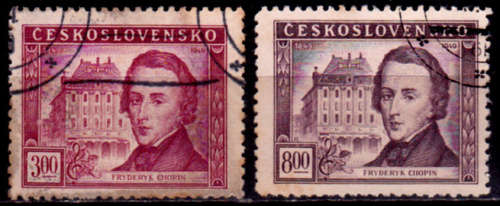 CZECHOSLOVAKIA 1949, 24 June. 100th ANNIV DEATH F CHOPIN, set, UH, CV+/- R 20.00, view scans