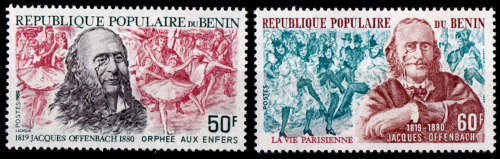 BENIN 1980, 15 Dec. 100th ANNIV DEATH J OFFENBACH, set, MH, CV+/- R 50.00, view scans