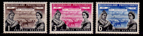 BECHUANALAND PROTECTORATE 1960, 21 Jan, 75th ANNIV BECHUANALAND, set, MH, R 45.00, view scans