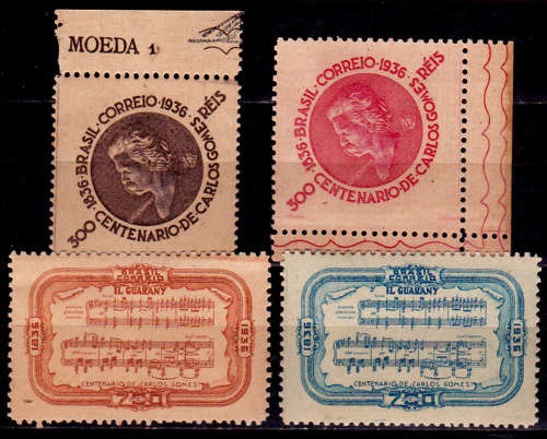 BRAZIL 1936, 11 July, 100th ANNIV BIRTH AC GOMES, set, MH, +/-R 160.00, view scans