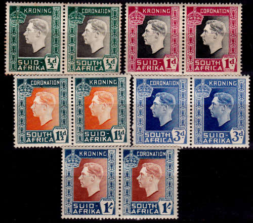 UNION OF SA 1937, 12 May. CORONATION KGVI, set, MH, CV R 155.00 view scans