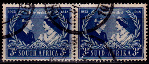 UNION OF SA 1948, 26 April. SILVER WEDDING KGVI and QE, single pair, UH, CV R 7.50 view scans