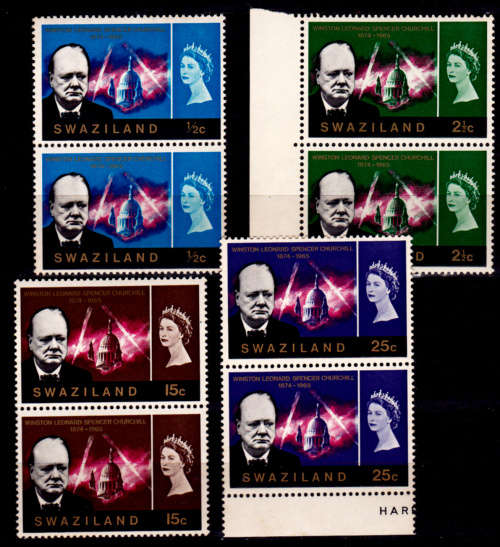 SWAZILAND 1966, 24 Jan. CHURCHILL COMMEMORATION, set pairs, MH, CV R 140.00 view scans