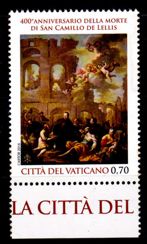 VATICAN CITY 2014, 28 Aug. 400th ANNIV DEATH ST CAMILLUS, single, MNH, CV +/-R 20.00, view scans