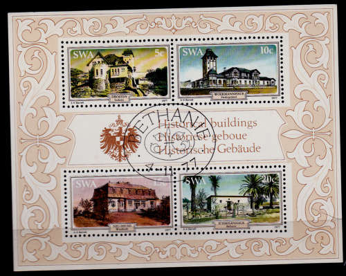 SWA 1977, 4 Nov. HISTORIC HOUSES, minisheet no 3, CTO, CV R ?? view scans