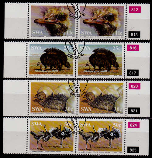 SWA 1985, 15 March. OSTRICHES, set pairs, CTO, CV R ?? view scans