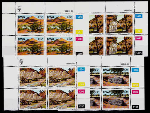 SWA 1988, 3 March. LANDMARKS of SWA, set controls, MNH, CV R 40.00 view scans