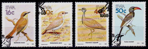 SWA 1988, 3 Nov. BIRDS OF SWA, set, CTO, CV R ?? view scans