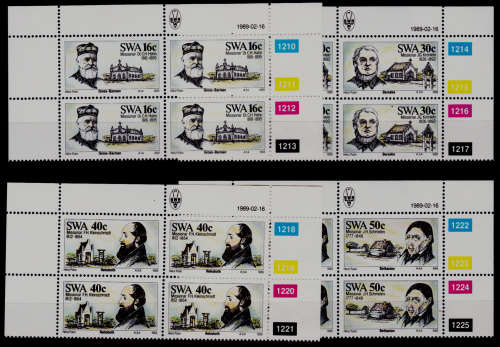 SWA 1989, 16 Feb. GERMAN MISSIONARIES, set controls, MNH, CV R 40.00 view scans