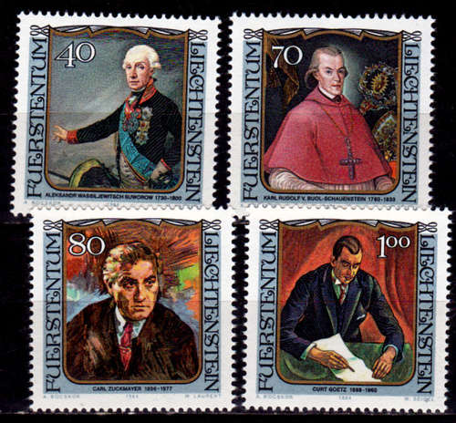 LIECHTENSTEIN 1984, 12 March. PAINTINGS OF FAMOUS GUESTS, set, MNH, CV +/-R 60.00 view scans
