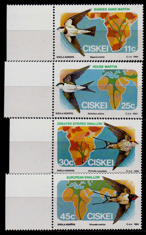 CISKEI 1984, 17 Aug. MIGRATORY BIRDS, set, MNH, CV R 25.00, view scans