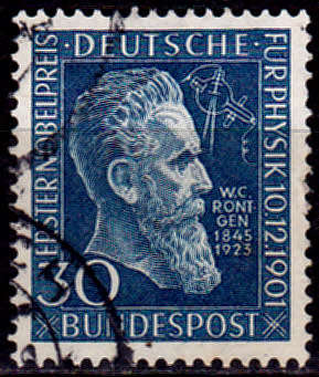 GERMANY 1951, 12 Dec. 50th ANNIV W RONTGEN`S NOBEL PRIZE, single, UH CV +/-R 440.00 view scans