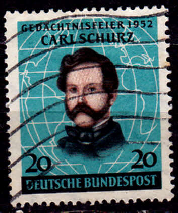 GERMANY 1952, 17 Sept. CARL SCHURZ, single, UH CV +/-R 180.00 view scans