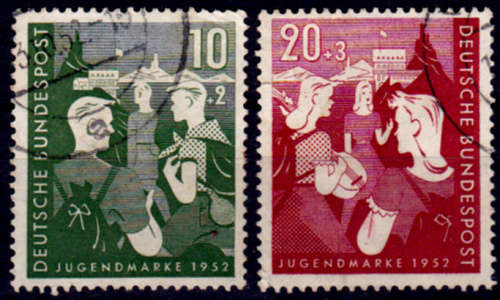 GERMANY 1952, 17 Sept. CHARITY STAMPS YOUTH HOSTELS, set, UH CV +/-R 1,040.00 view scans