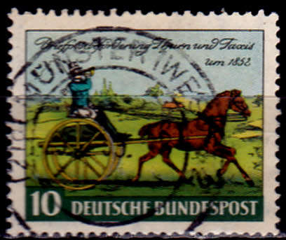 GERMANY 1952, 25 Oct. 100th ANNIV 1st STAMP, single, UH CV +/-R 80.00 view scans