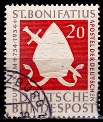 GERMANY 1954, 5 June. ST BONIFTIUS, single, UH CV +/-R 120.00 view scans