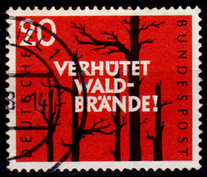 GERMANY 1958, 5 March. INFORMATION ABOUT FOREST FIRE, single, UH CV +/-R 10.00 view scans