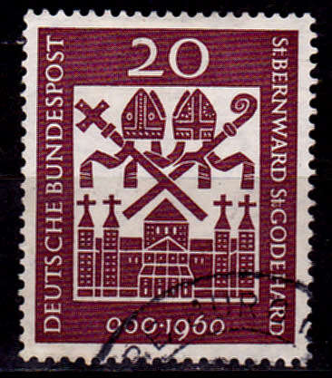 GERMANY 1960, 6 Sept. 1000th ANNIV BISHOP`S ST BERWARD +, single, UH, CV +/-R 15.00 view scans