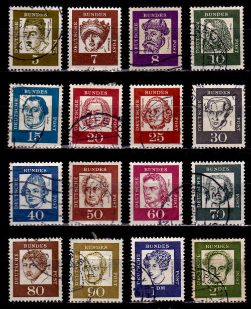 GERMANY 1961, FAMOUS GERMANS - FLUORESCENT PAPER, set, UH, CV +/-R 100.00 view scans