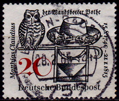 GERMANY 1965, 21 Jan. MATTHIAS GLAUDIUS, single, UH, CV +/-R 5.00 view scans
