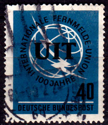 GERMANY 1965, 17 May. 100th ANNIV OF THE UTI, single, UH, CV +/-R 10.00 view scans