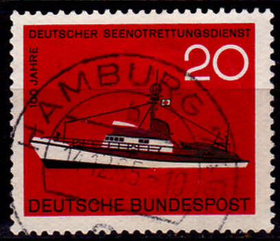 GERMANY 1965, 29 May. 100th ANNIV LIFE-SAVING SERVICE, single, UH, CV +/-R 5.00 view scans