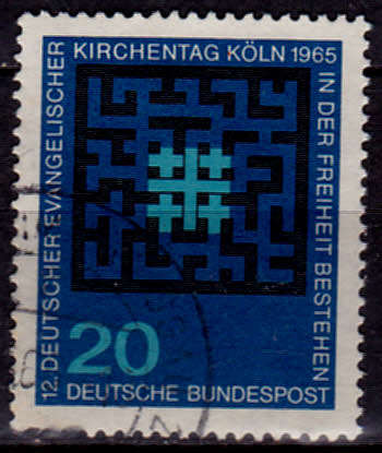 GERMANY 1965, 28 July. 12th ANNIV GERMAN EVANGELICAL CHURCH, single, UH, CV +/-R 5.00 view scans